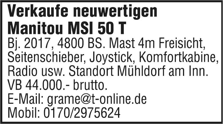 Technisches – Verkäufe